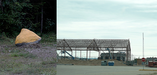 CUBICindustrie#61028021 2016 Aluminum and rock 260 x 300 x 270 cm Sept-iÌ‚les, Quebec, Canada