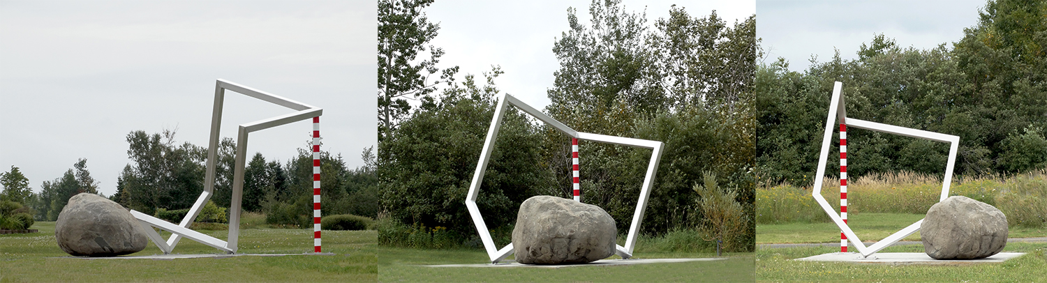 CUBICindustrie#61028021 2016 Aluminum and rock 260 x 300 x 270 cm Sept-iÌ‚les, Quebec, Canada