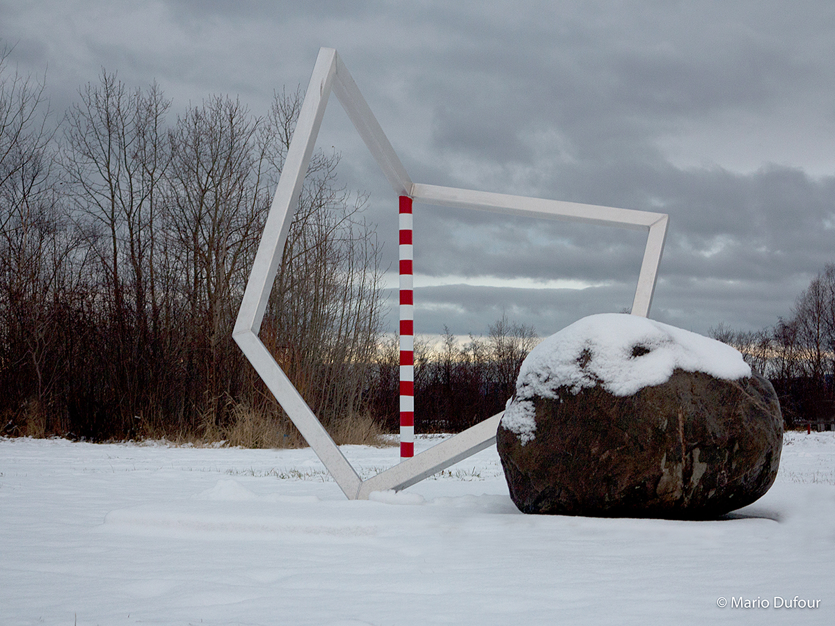 CUBICindustrie#61028021 2016 Aluminum and rock 260 x 300 x 270 cm Sept-iÌ‚les, Quebec, Canada