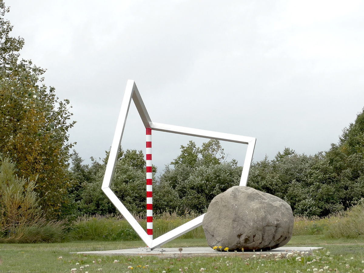 CUBICindustrie#61028021 2016 Aluminum and rock 260 x 300 x 270 cm Sept-Îles, Quebec, Canada, drawing, Project, sculpture, model, public sculpture, public art, architecture, contemporary art, art, Thierry Ferreira, design, installation, sitespecific, photography, video, Landart