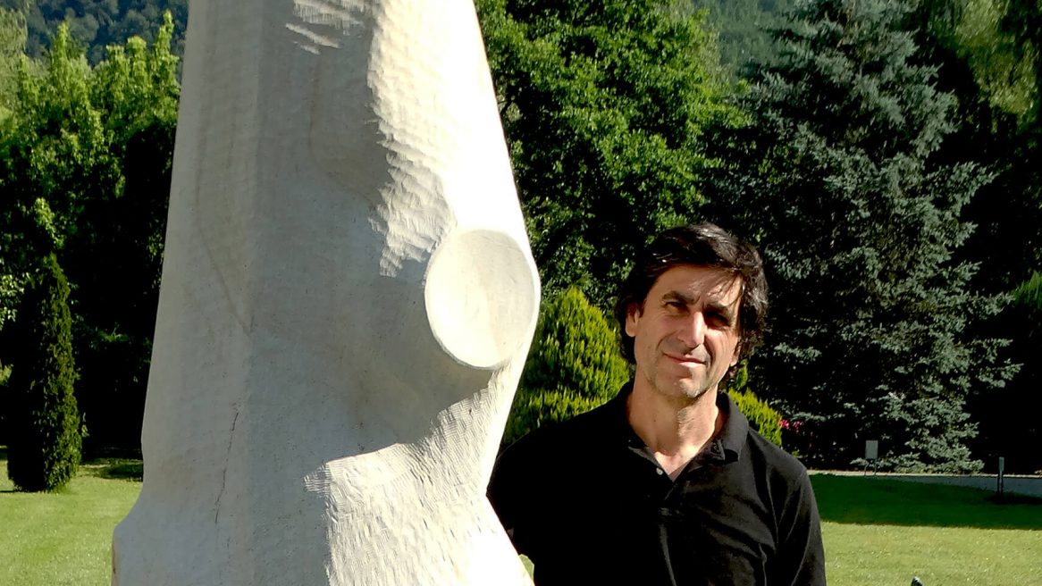 “Poetic Amalgam,” measuring 200 x 60 x 60 cm and executed in sandstone.
